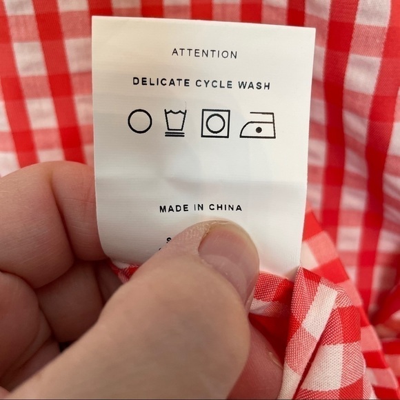 NWT Free People Style Mafia Gingham Tie Sleeve S - Picture 15 of 15